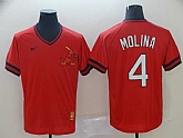 St. Louis Cardinals 4 Yadier Molina Red Throwback Jersey,baseball caps,new era cap wholesale,wholesale hats